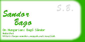sandor bago business card
